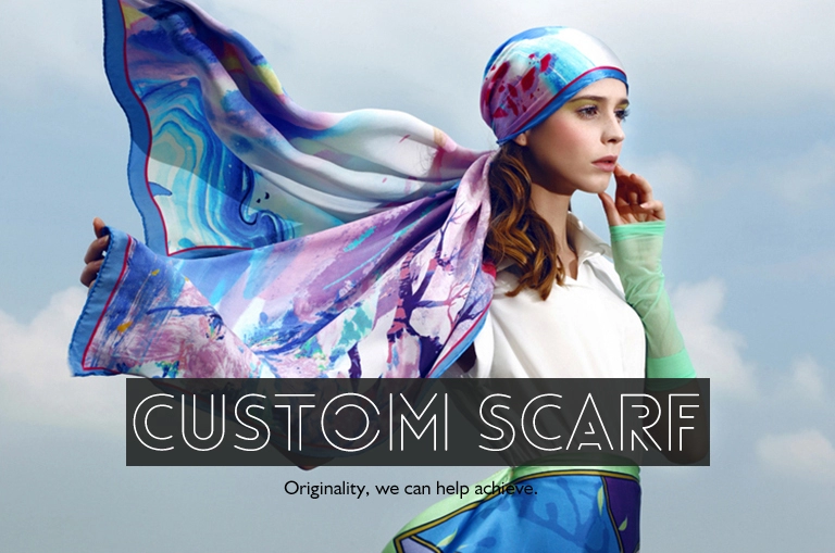 Custom scarf printing services double sided 100% silk shawl scarf